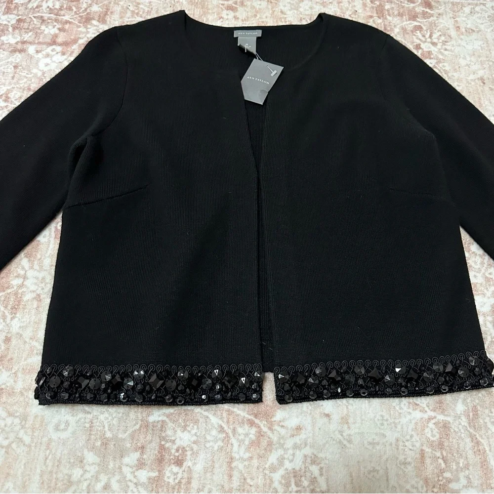 NWT Ann Taylor Merino Wool Crystal Cardigan - Picture 2 of 14